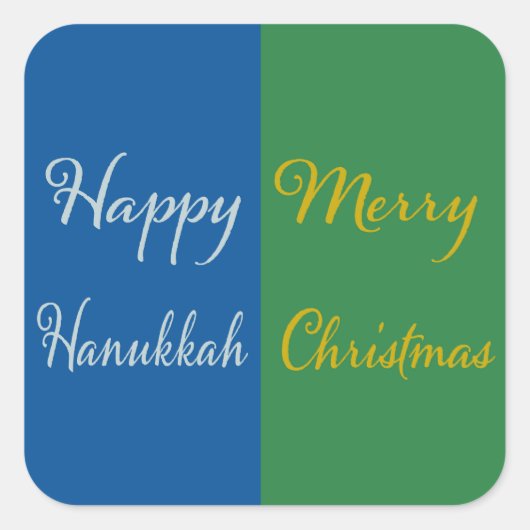 Happy Hanukkah Merry Christmas Dual Holiday Design Vierkante Sticker (Voorkant)