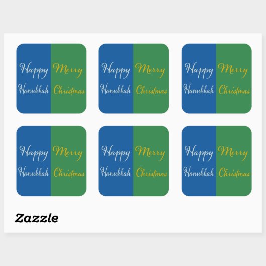Happy Hanukkah Merry Christmas Dual Holiday Design Vierkante Sticker (Vel)