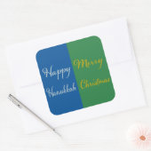 Happy Hanukkah Merry Christmas Dual Holiday Design Vierkante Sticker (Envelop)