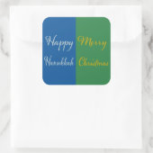 Happy Hanukkah Merry Christmas Dual Holiday Design Vierkante Sticker (Tas)