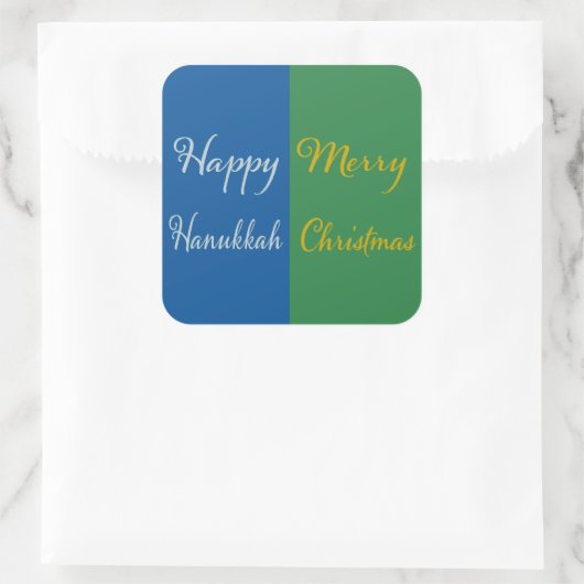 Happy Hanukkah Merry Christmas Dual Holiday Design Vierkante Sticker (Tas)