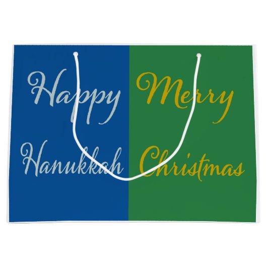 Happy Hanukkah Merry Christmas Dual Holiday Groot Cadeauzakje (Voorkant)