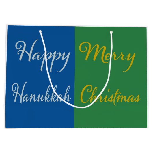 Happy Hanukkah Merry Christmas Dual Holiday  Groot Cadeauzakje (Achterkant)