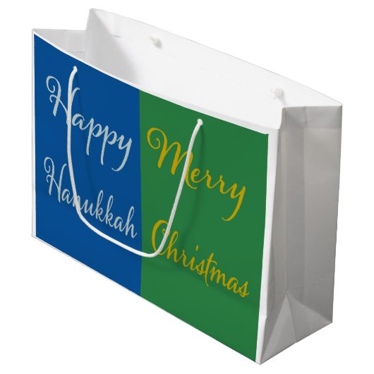 Happy Hanukkah Merry Christmas Dual Holiday  Groot Cadeauzakje (Voorkant Gekanteld)