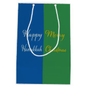 Happy Hanukkah Merry Christmas Dual Holiday  Medium Cadeauzakje (Achterkant)