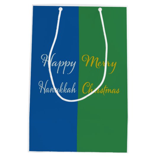 Happy Hanukkah Merry Christmas Dual Holiday  Medium Cadeauzakje (Achterkant)
