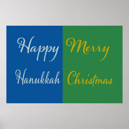 Happy Hanukkah Merry Christmas Dual Holiday Poster