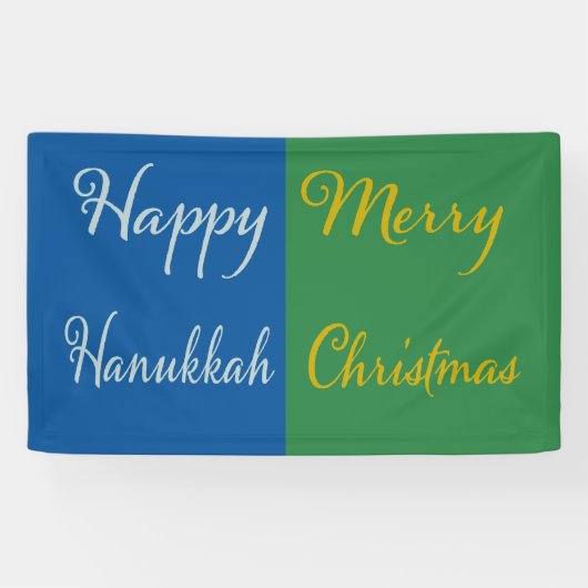 Happy Hanukkah Merry Christmas Dual Holiday Spandoek (Horizontaal)