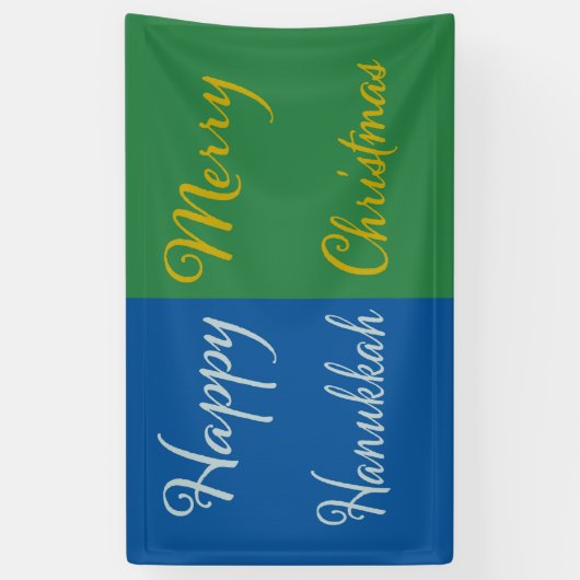 Happy Hanukkah Merry Christmas Dual Holiday Spandoek (Verticaal)