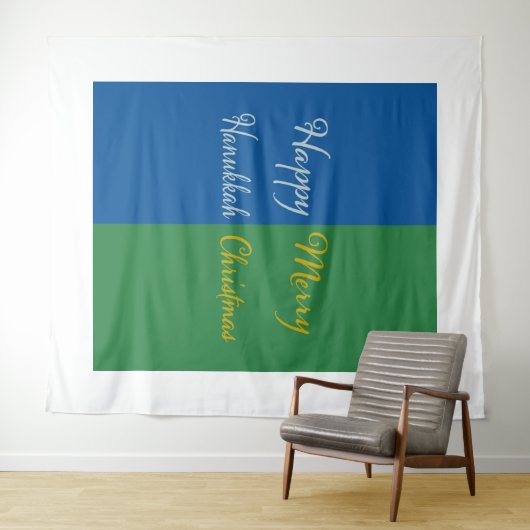 Happy Hanukkah Merry Christmas Dual Holiday Wandkleed (In Situ (horizontaal))