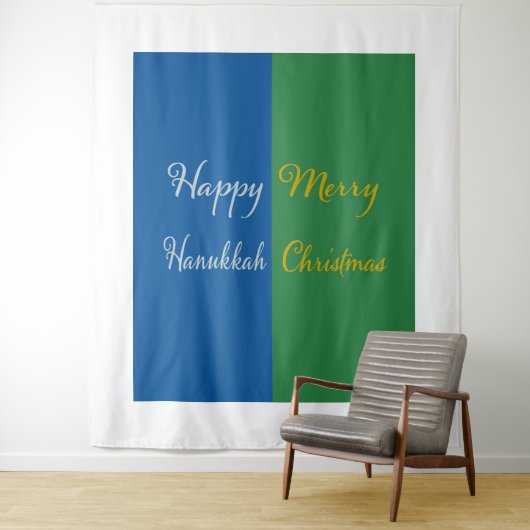 Happy Hanukkah Merry Christmas Dual Holiday Wandkleed (In situ)