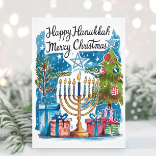 Happy Hanukkah Merry Christmas Kaart