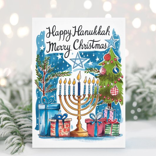 Happy Hanukkah Merry Christmas Kaart