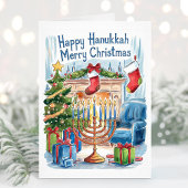 Happy Hanukkah Merry Christmas Kaart