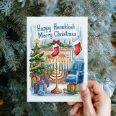 Happy Hanukkah Merry Christmas Kaart