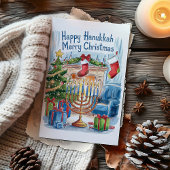 Happy Hanukkah Merry Christmas Kaart