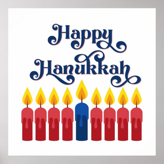 Happy Hanukkah met kaarsen Poster (Voorkant)