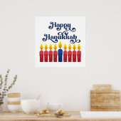 Happy Hanukkah met kaarsen Poster (Keuken)