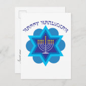 🕎 Happy Hanukkah, met Menorah, aanpasbaar Briefkaart (Voorkant / Achterkant)