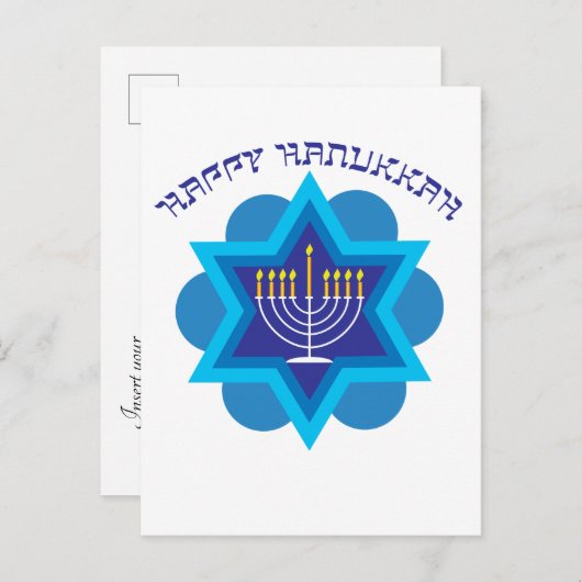 🕎 Happy Hanukkah, met Menorah, aanpasbaar Briefkaart (Voorkant / Achterkant)