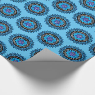 Happy Hanukkah met menorah blue Wrapping Paper Cadeaupapier