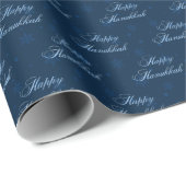 Happy Hanukkah Midnight Snowflakes Cadeaupapier (Rol Hoek)