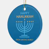Happy Hanukkah Minimalist Blue Family Photo Keramisch Ornament (Links)
