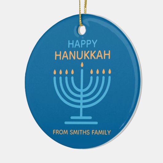 Happy Hanukkah Minimalist Blue Family Photo Keramisch Ornament (Links)