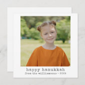 Happy Hanukkah-minimalistische typemachine fotople Feestdagenkaart (Voorkant / Achterkant)