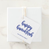 Happy Hanukkah Modern Blue Holiday Bedankjes Labels (In situ)