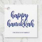 Happy Hanukkah Modern Blue Holiday Bedankjes Labels (Voorkant)