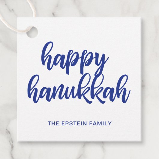 Happy Hanukkah Modern Blue Holiday Bedankjes Labels (Voorkant)