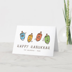 Happy Hanukkah Modern Dreidel Feestdagen Kaart