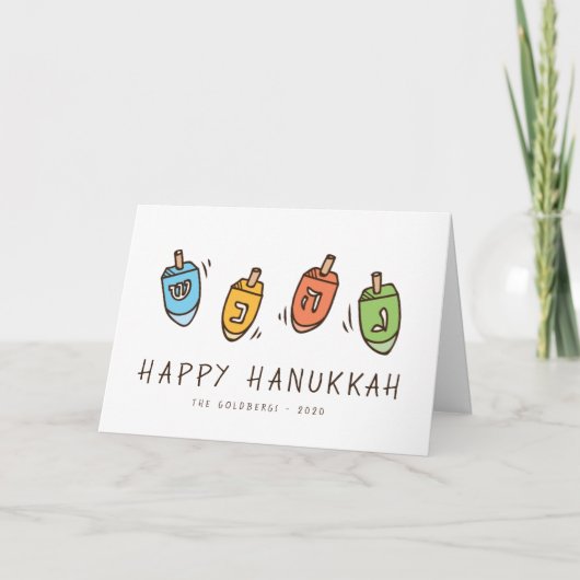 Happy Hanukkah Modern Dreidel Feestdagen Kaart (Voorkant)