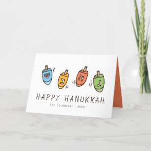Happy Hanukkah Modern Dreidel Feestdagen Kaart
