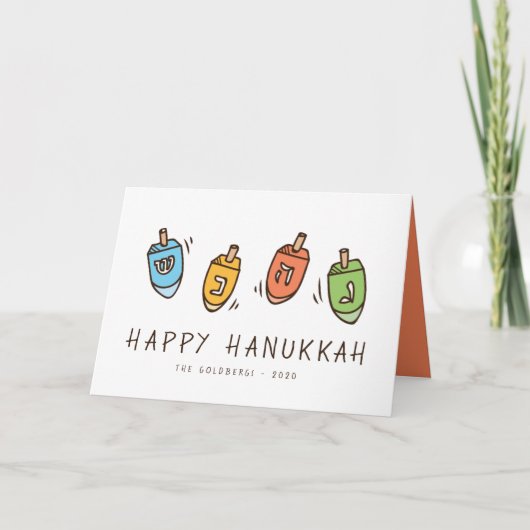 Happy Hanukkah Modern Dreidel Feestdagen Kaart (Voorkant)