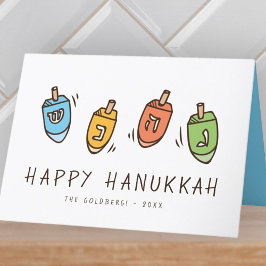 Happy Hanukkah Modern Dreidel Feestdagen Kaart