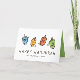 Happy Hanukkah Modern Dreidel Feestdagen Kaart