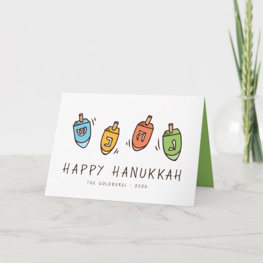 Happy Hanukkah Modern Dreidel Feestdagen Kaart (Voorkant)
