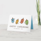 Happy Hanukkah Modern Dreidel Feestdagen Kaart (Voorkant)