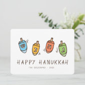 Happy Hanukkah Modern Dreidel Feestdagenkaart (Staand voorkant)
