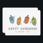 Happy Hanukkah Modern Dreidel Feestdagenkaart<br><div class="desc">Het ontwerp bestaat uit de bovenste illustratie van Dreidel. Voeg jouw naam,  groet,  en jaar toe</div>