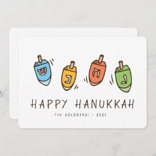 Happy Hanukkah Modern Dreidel Feestdagenkaart