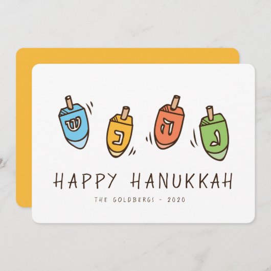Happy Hanukkah Modern Dreidel Feestdagenkaart (Voorkant / Achterkant)