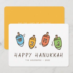Happy Hanukkah Modern Dreidel Feestdagenkaart