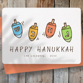 Happy Hanukkah Modern Dreidel Feestdagenkaart