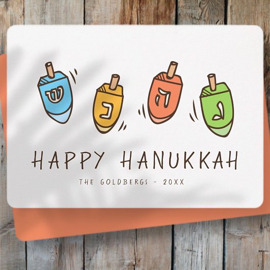 Happy Hanukkah Modern Dreidel Feestdagenkaart