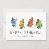 Happy Hanukkah Modern Dreidel Feestdagenkaart (Voorkant)