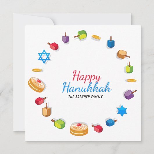 Happy Hanukkah Modern Foto Dreidel Star Name (Voorkant)