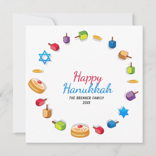 Happy Hanukkah Modern Foto Dreidel Star Name (Voorkant)